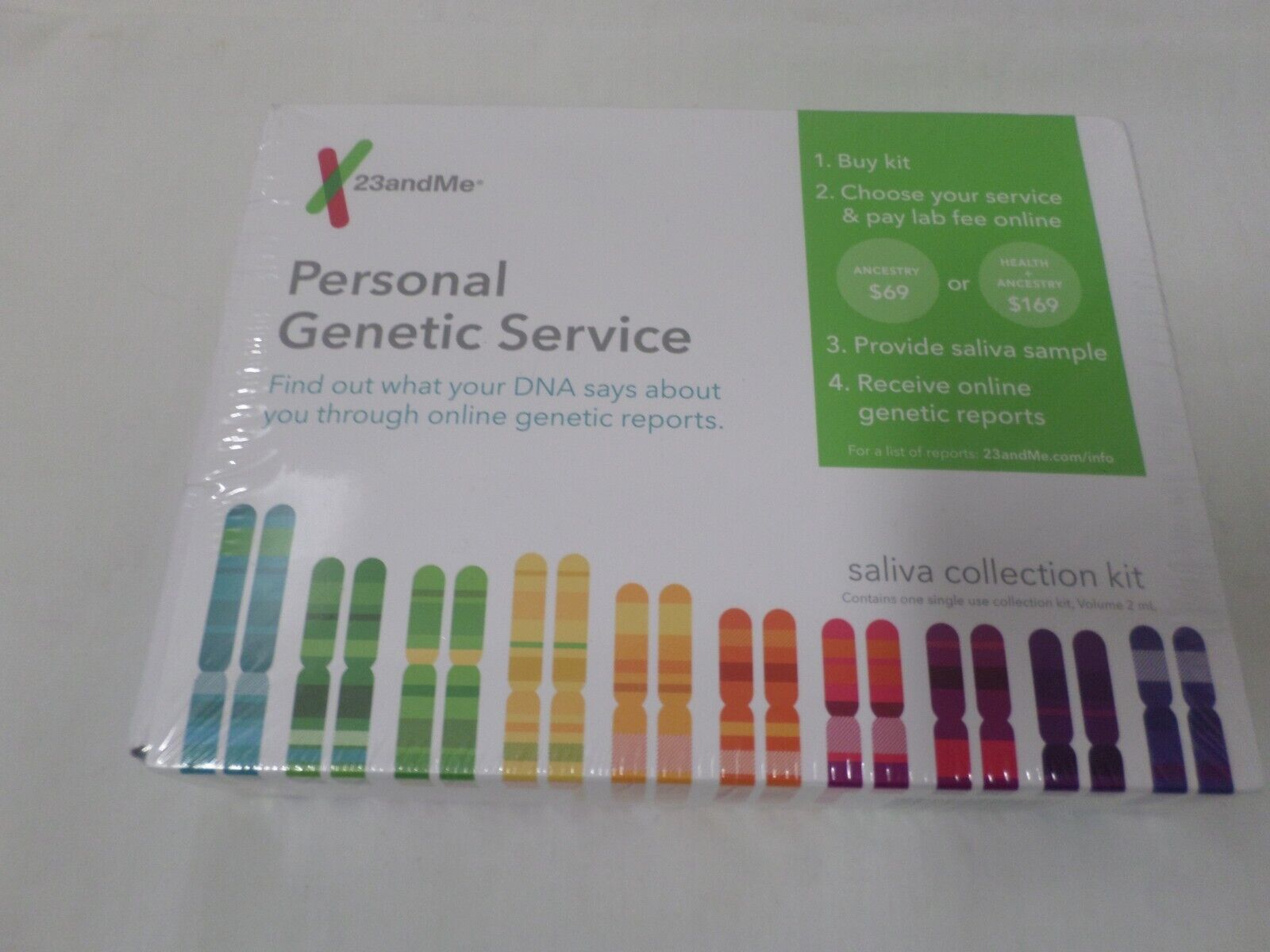 23andMe Personal Genetic Service Saliva Collection Kit Exp 07/23/2020 New Sealed