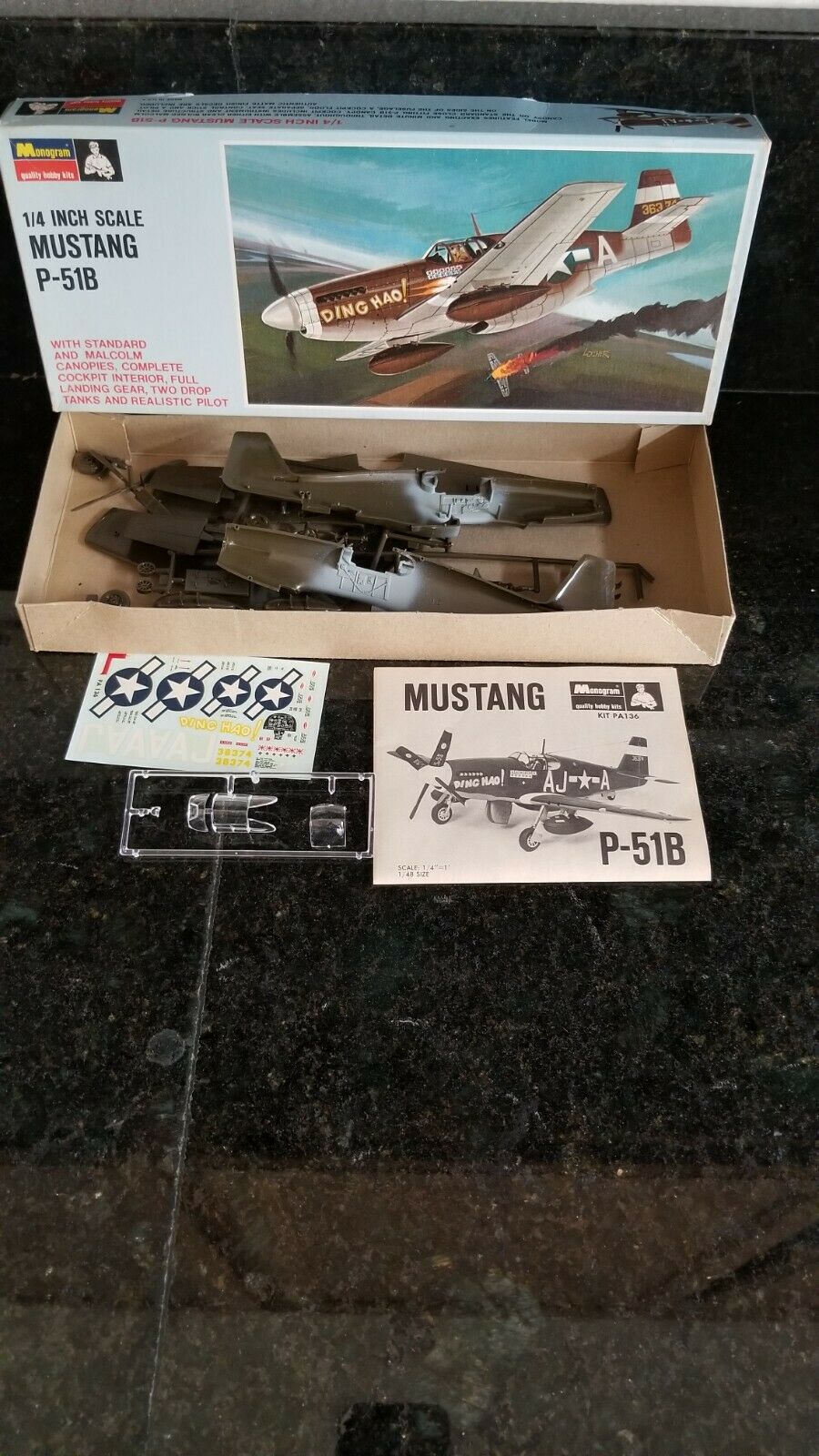 Vintage Monogram P-51b Mustang Plane 1/48 Scale Model Kit